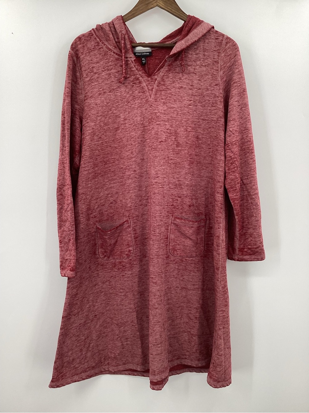 Allison Brittney Mottled Brick-Red Hooded Tunic